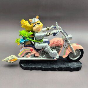 BROKEN Miss Piggy Kermit Motorcycle Figurine Muppets On the Road Collection